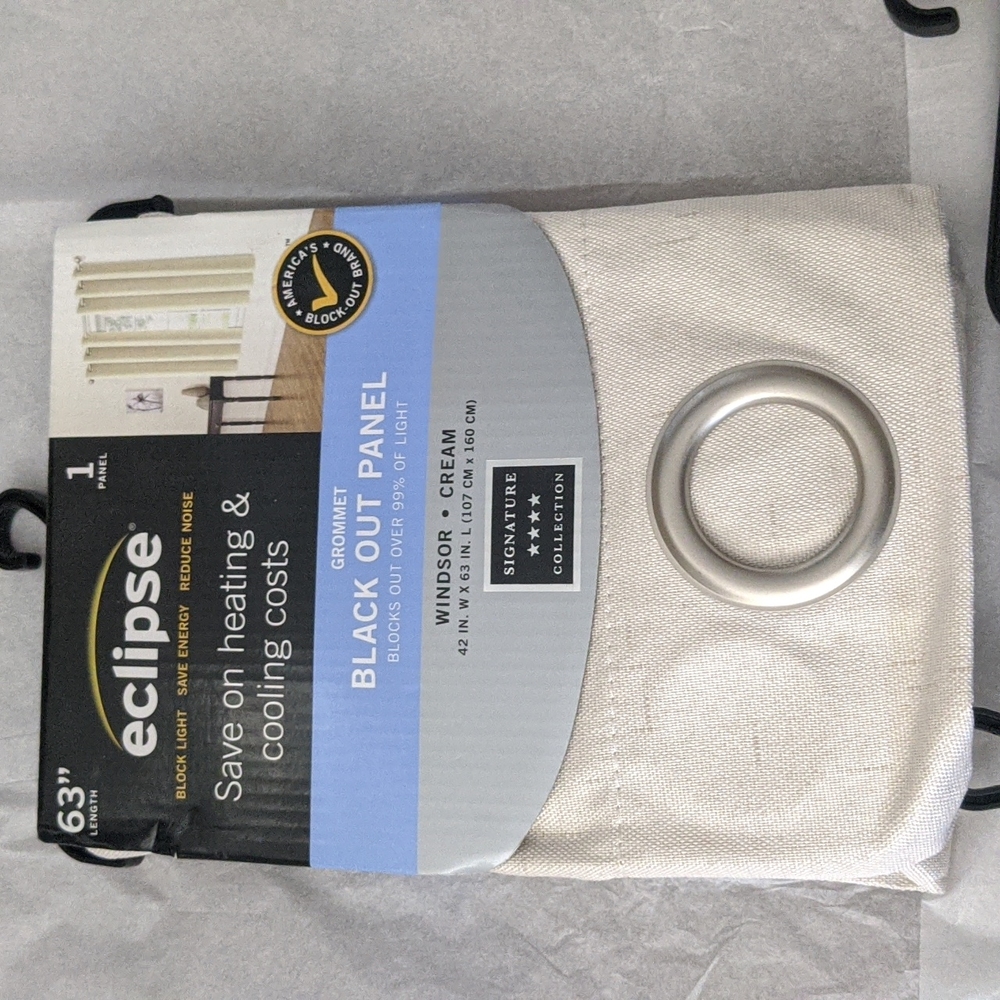 1 Curtain Panel Windsor Cream Blank Out 42Wx63L Save on Heating Costs